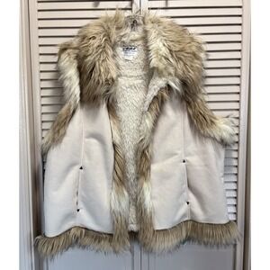Back in the Saddle Faux Fur/Suede Sherpa‎ Lined Vest Open Front Pockets Sz 1X
